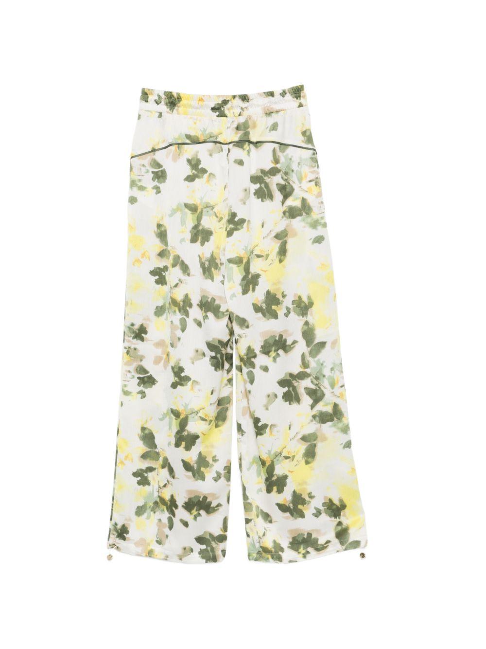 LIUJO Pantaloni con stampa floreale verde