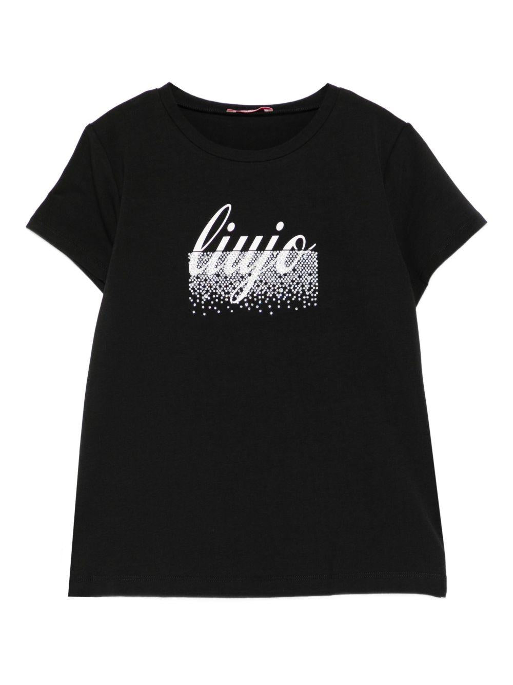 LIUJO T-shirt nera con stampa logo