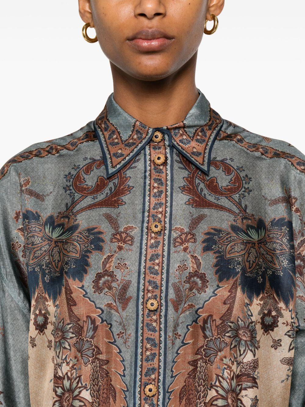 ZIMMERMANN Camicia in seta fantasia 'Ascension'