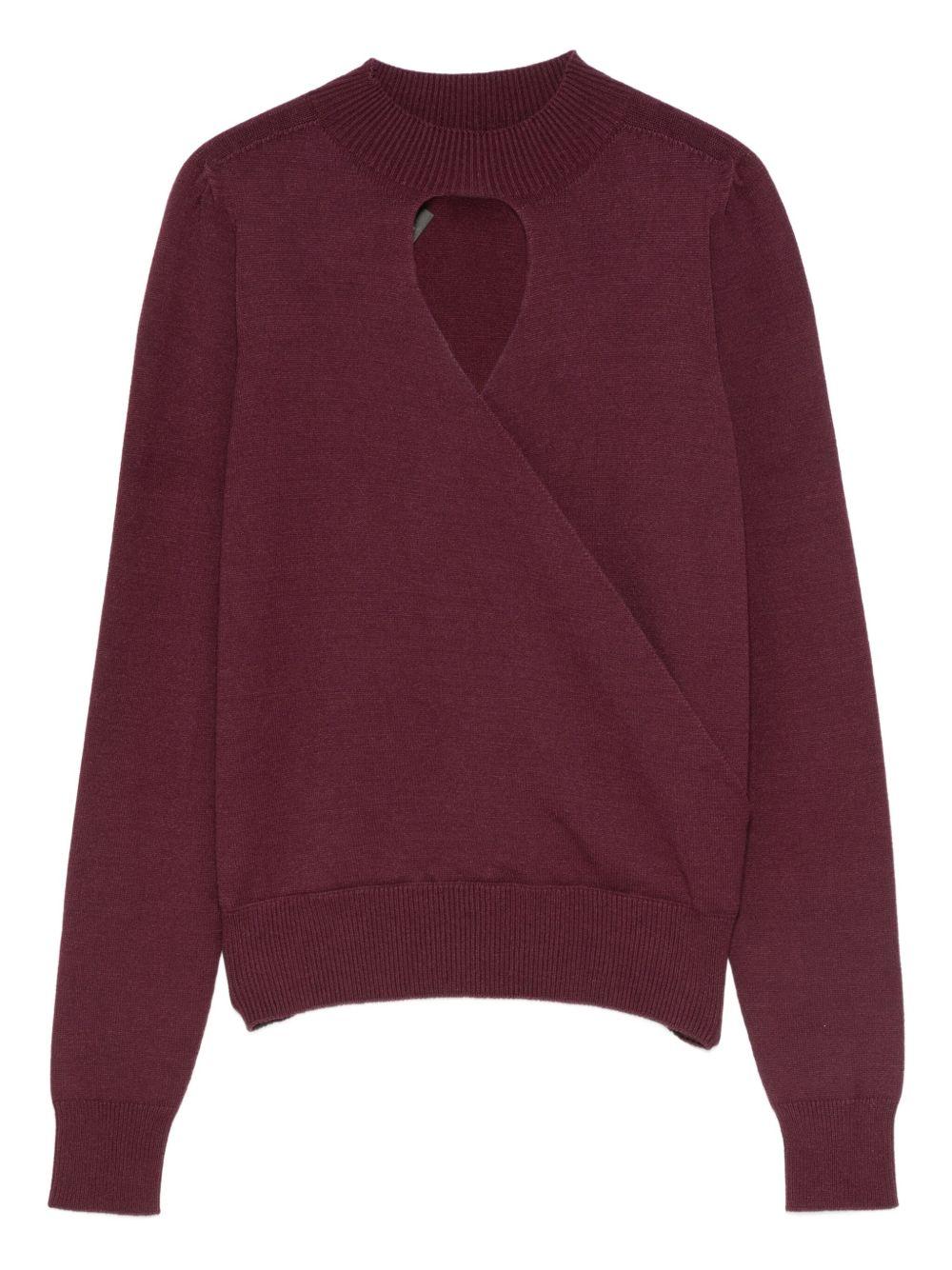 TWINSET Maglia bordeaux con scollo a goccia