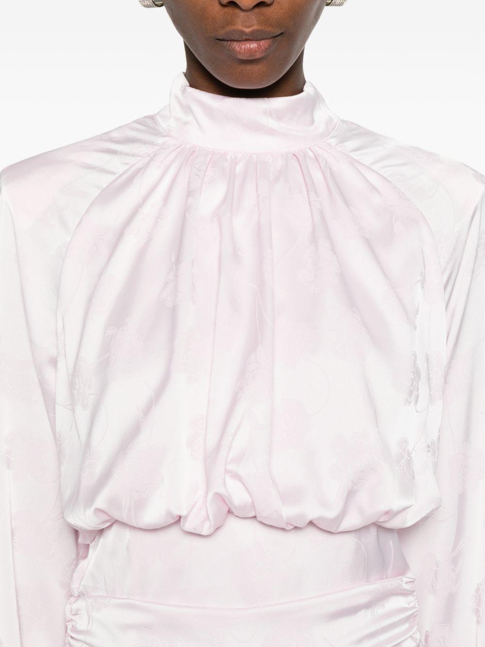 ROTATE Top rosa cipria con grafica floreale all-over