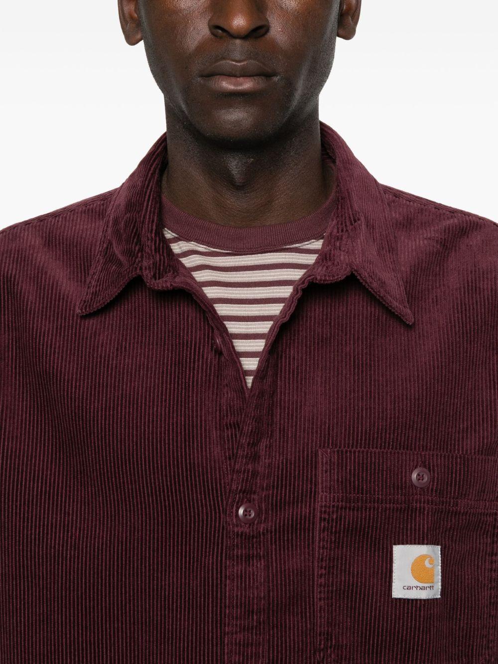 CARHARTT WIP Camicia bordeaux in cotone a coste