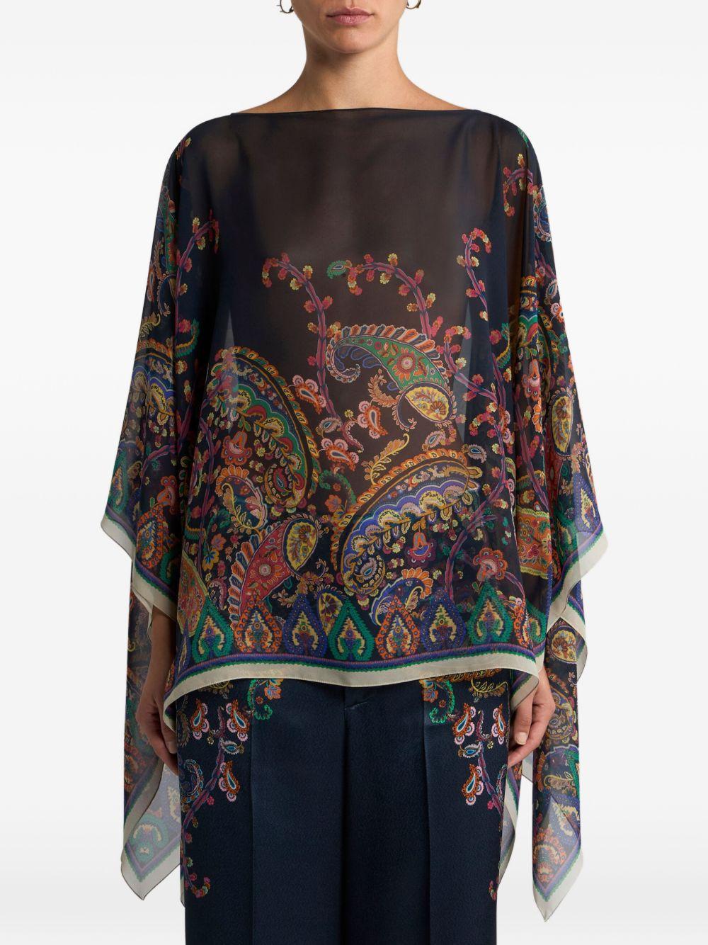 ETRO Poncho in seta stampata