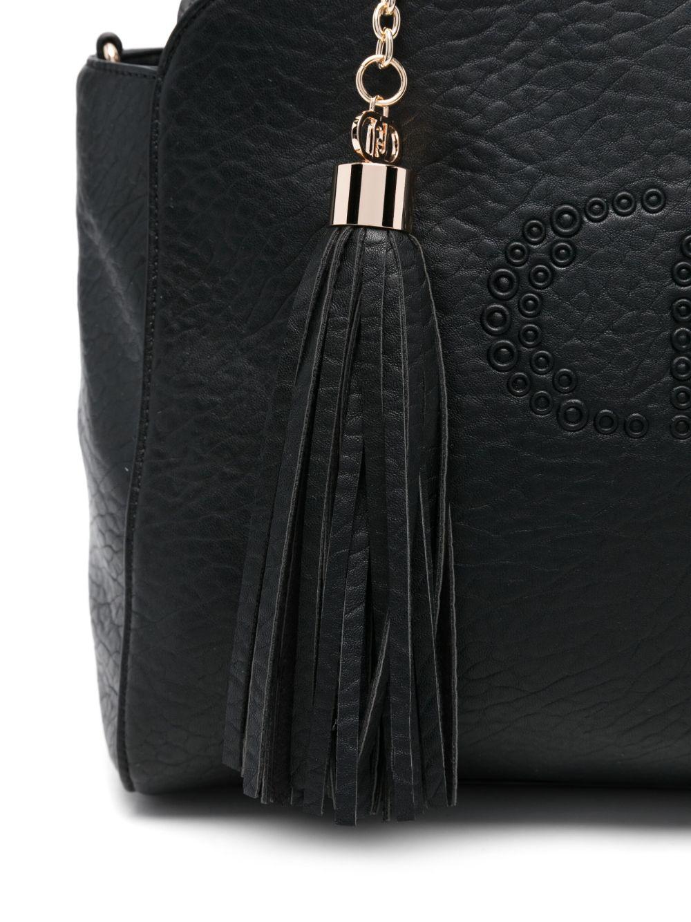 LIUJO Borsa a mano nera con logo impresso