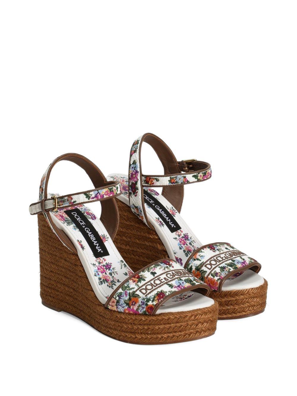 DOLCE e GABBANA Zeppe in rafia con stampa floreale