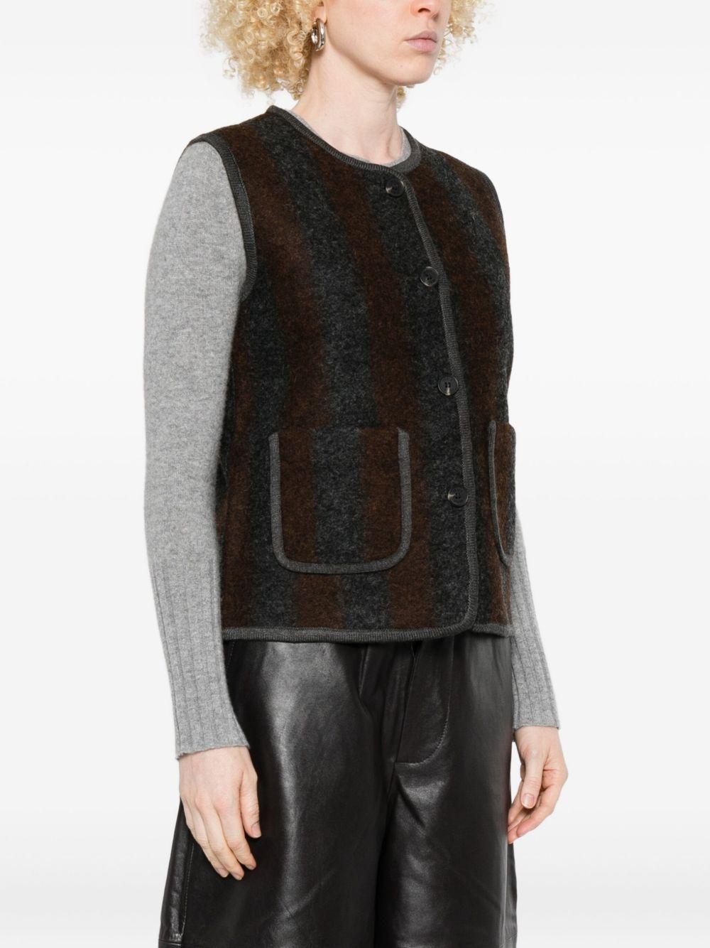 YERSE Gilet Graz a righe marrone e grigio di lana