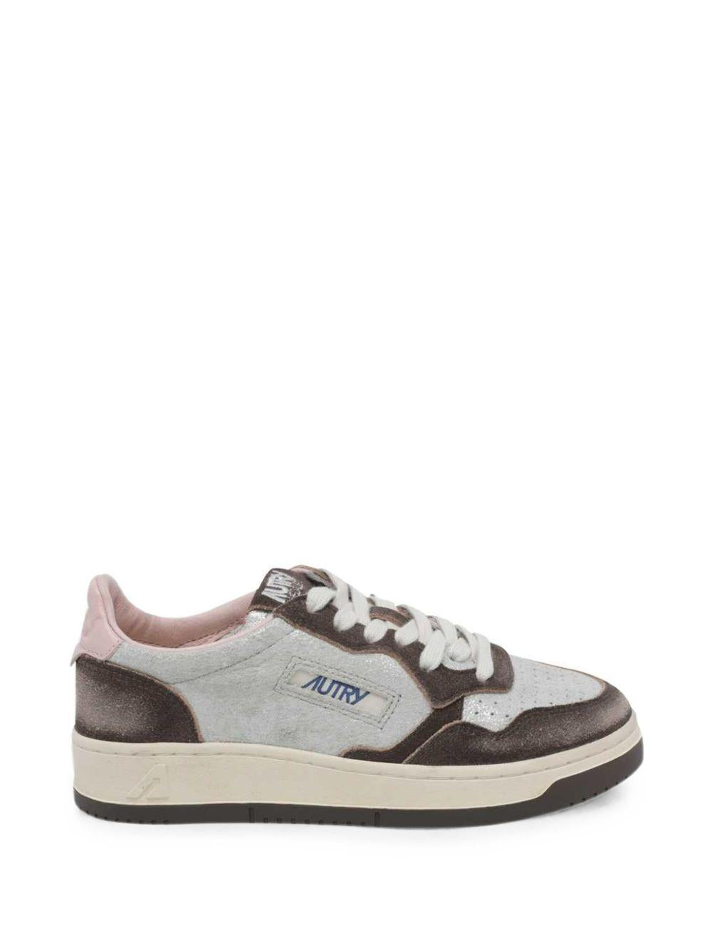 AUTRY Sneakers Medalist argento e marrone effetto vintage