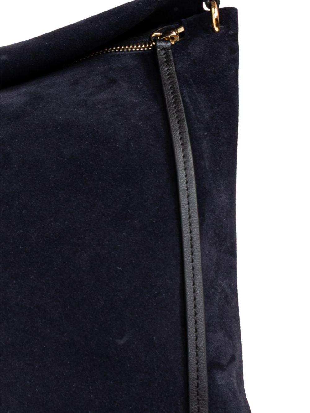WANDLER Borsa a spalla Penelope in suede navy blu