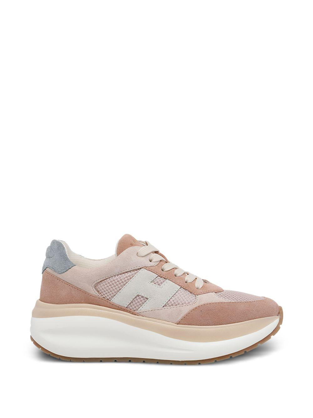 HOGAN Sneakers H714 in pelle rosa e bianco