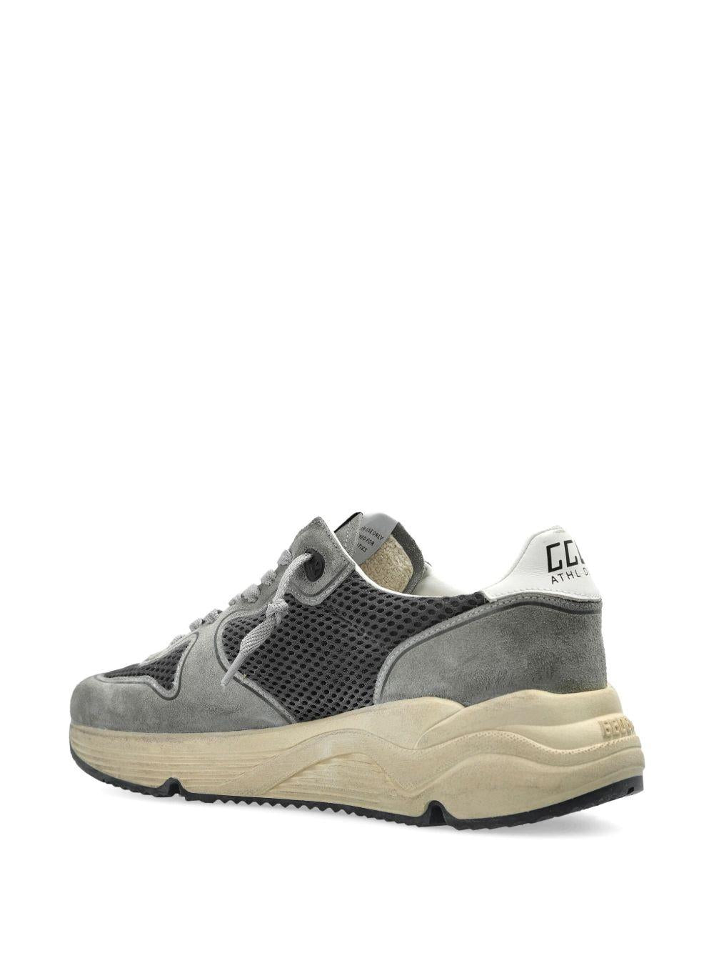 GOLDEN GOOSE Sneakers 'Running Sole' con tomaia in suede verde e mesh grigio
