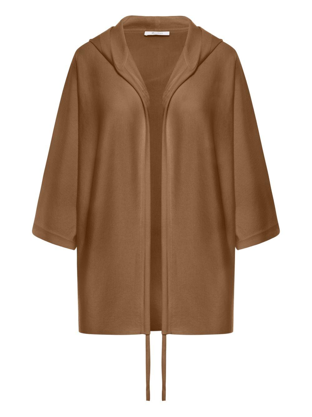 MAX MARA Cardigan 'Aster' in filato di pura lana color nocciola