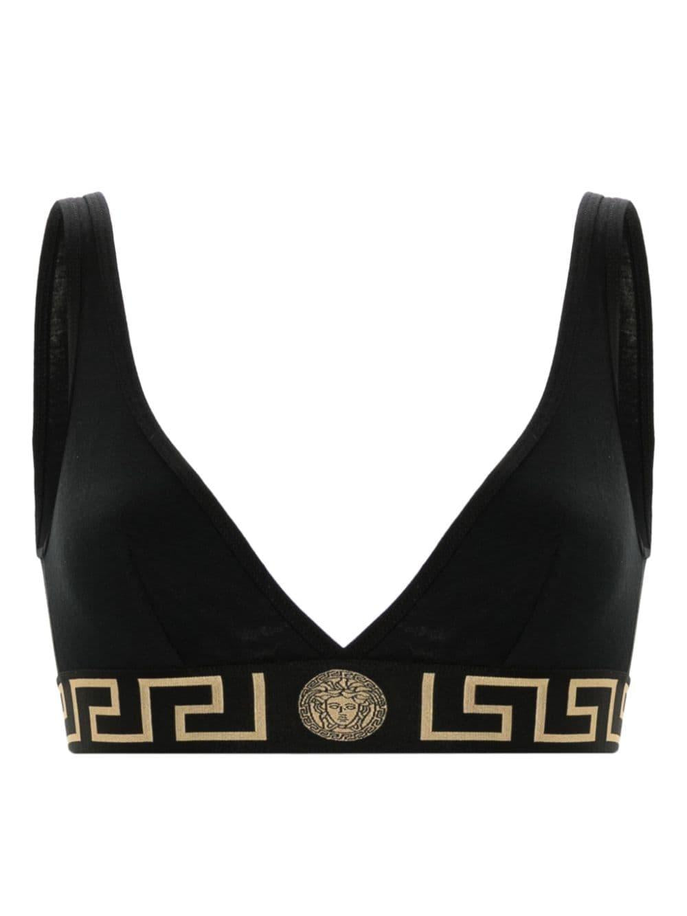 VERSACE Reggiseno a triangolo in cotone stretch con motivo greca