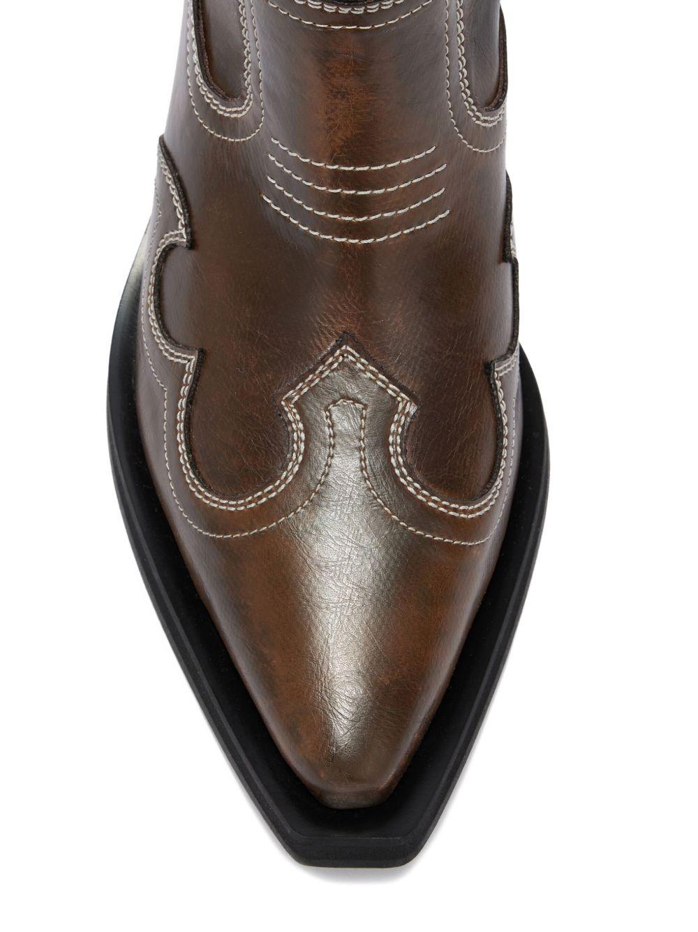 GANNI Stivali texani verdi con cuciture