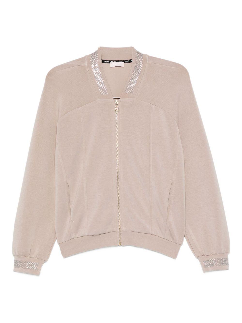 LIUJO Felpa beige con logo e zip