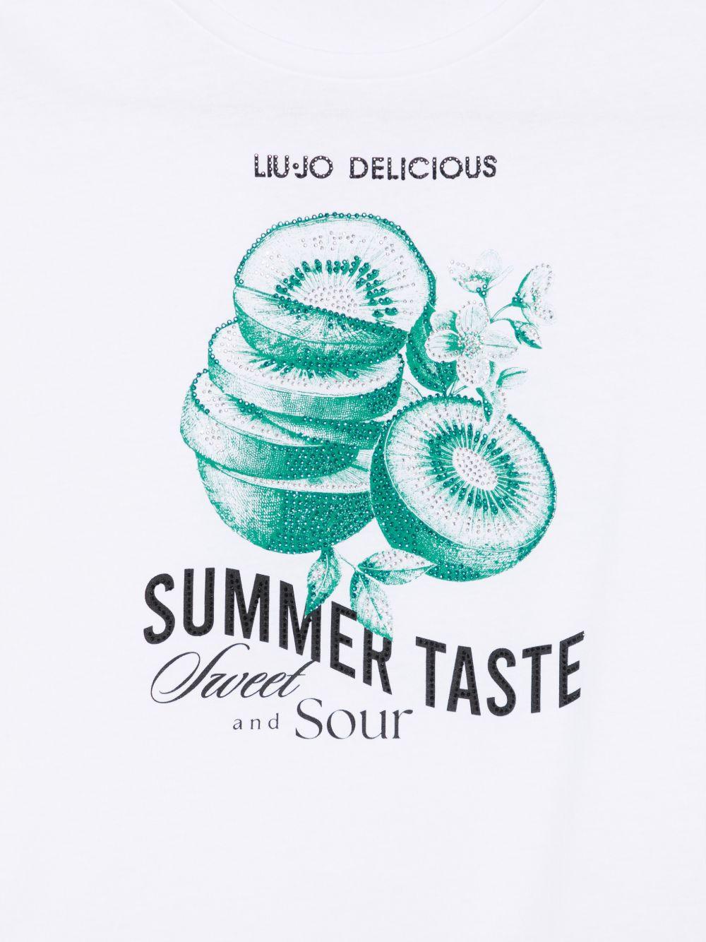 LIUJO T-shirt in cotone bianco con stampa "Summer taste"