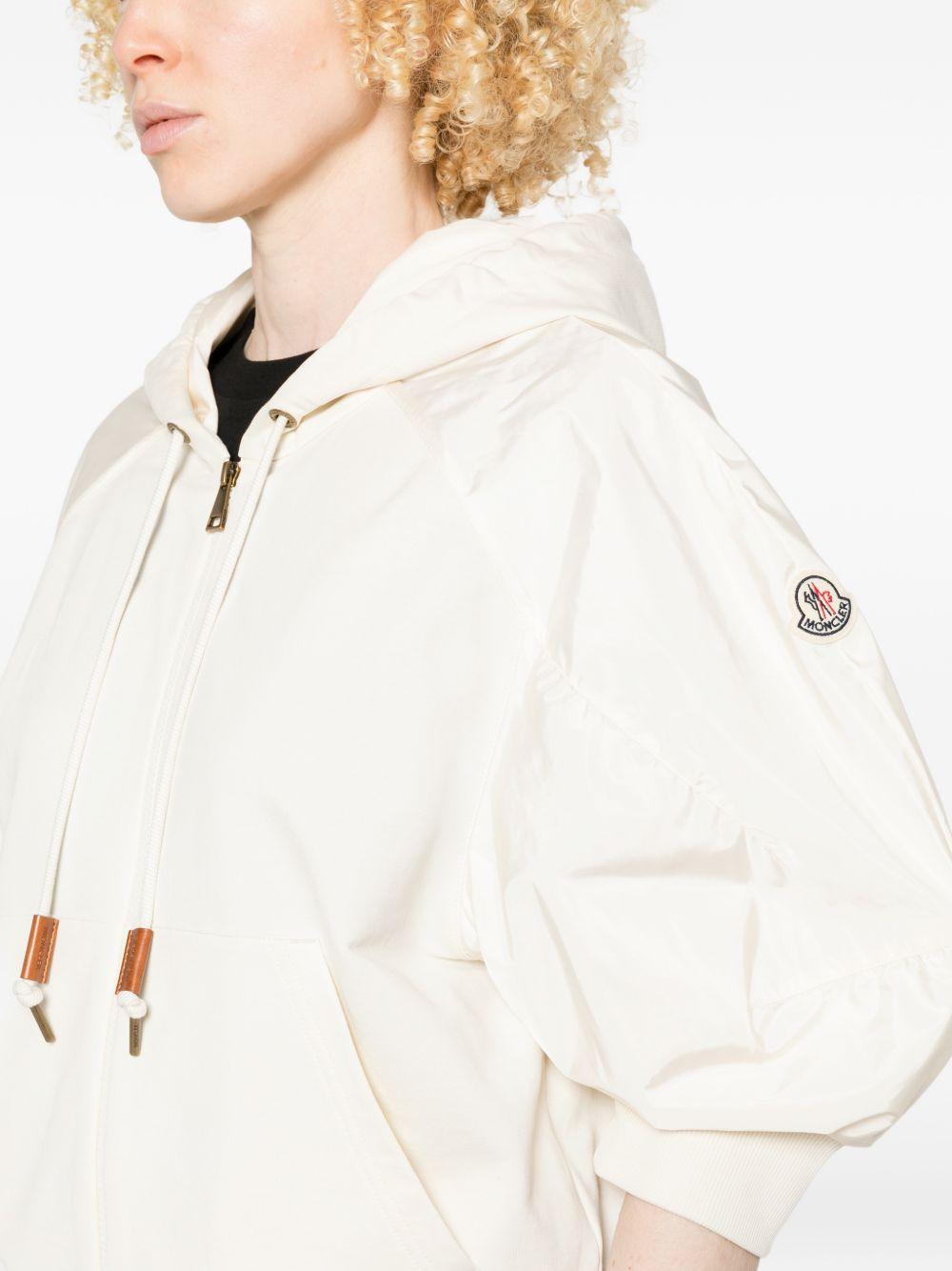 MONCLER Beige sweater with hood and puff sleeves<BR/>