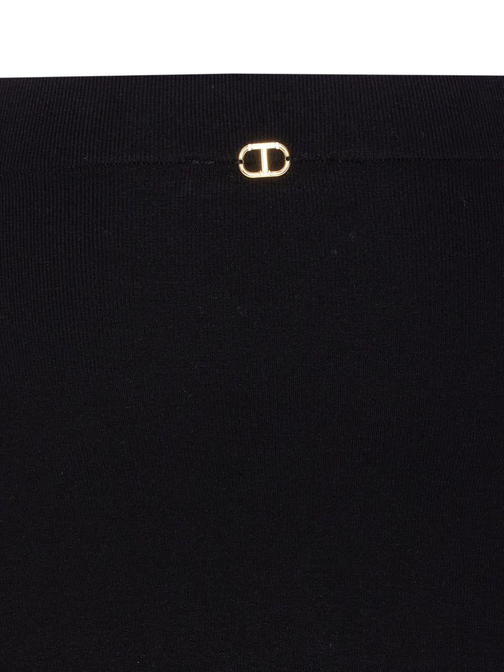 TWINSET Gonna midi nera con pizzo sul fondo