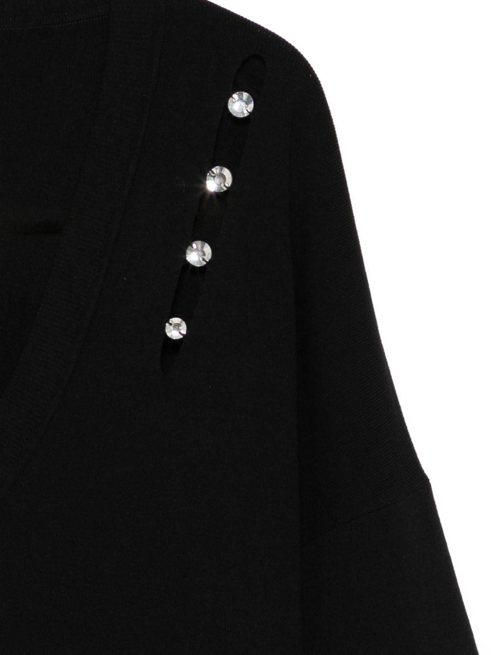 LIUJO Maglia nera scolo a V con cristalli
