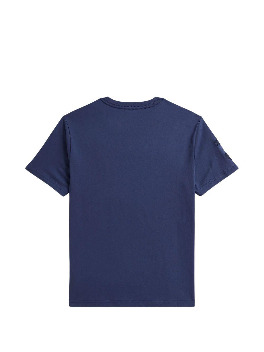 POLO RALPH LAUREN T-shirt blu con logo sul petto