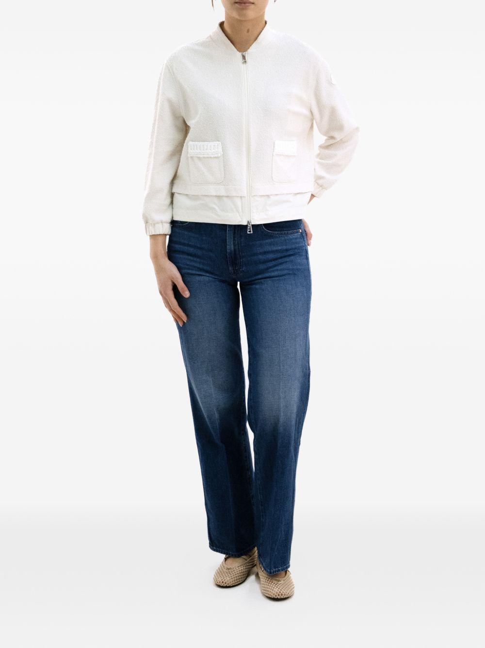 MONCLER Cardigan con zip e tasche crema