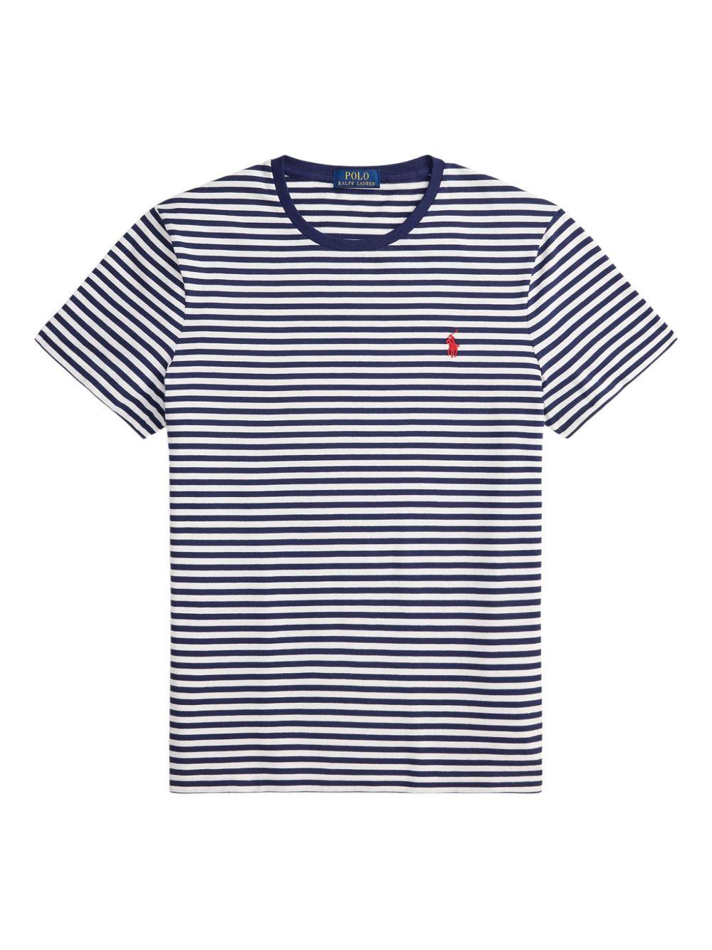 POLO RALPH LAUREN T-shirt a righe blu con logo sul petto