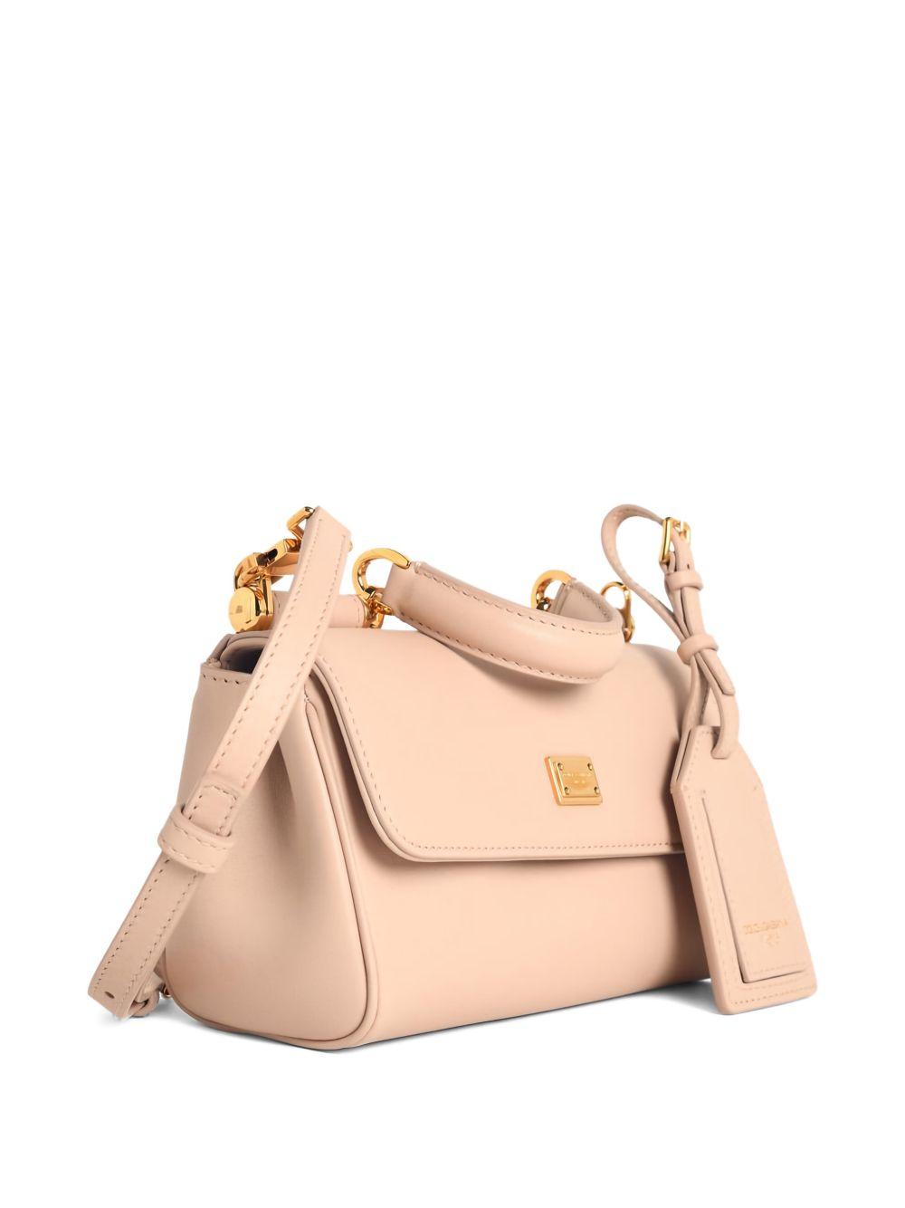 DOLCE e GABBANA Borsa a mano Sicily piccola in pelle beige