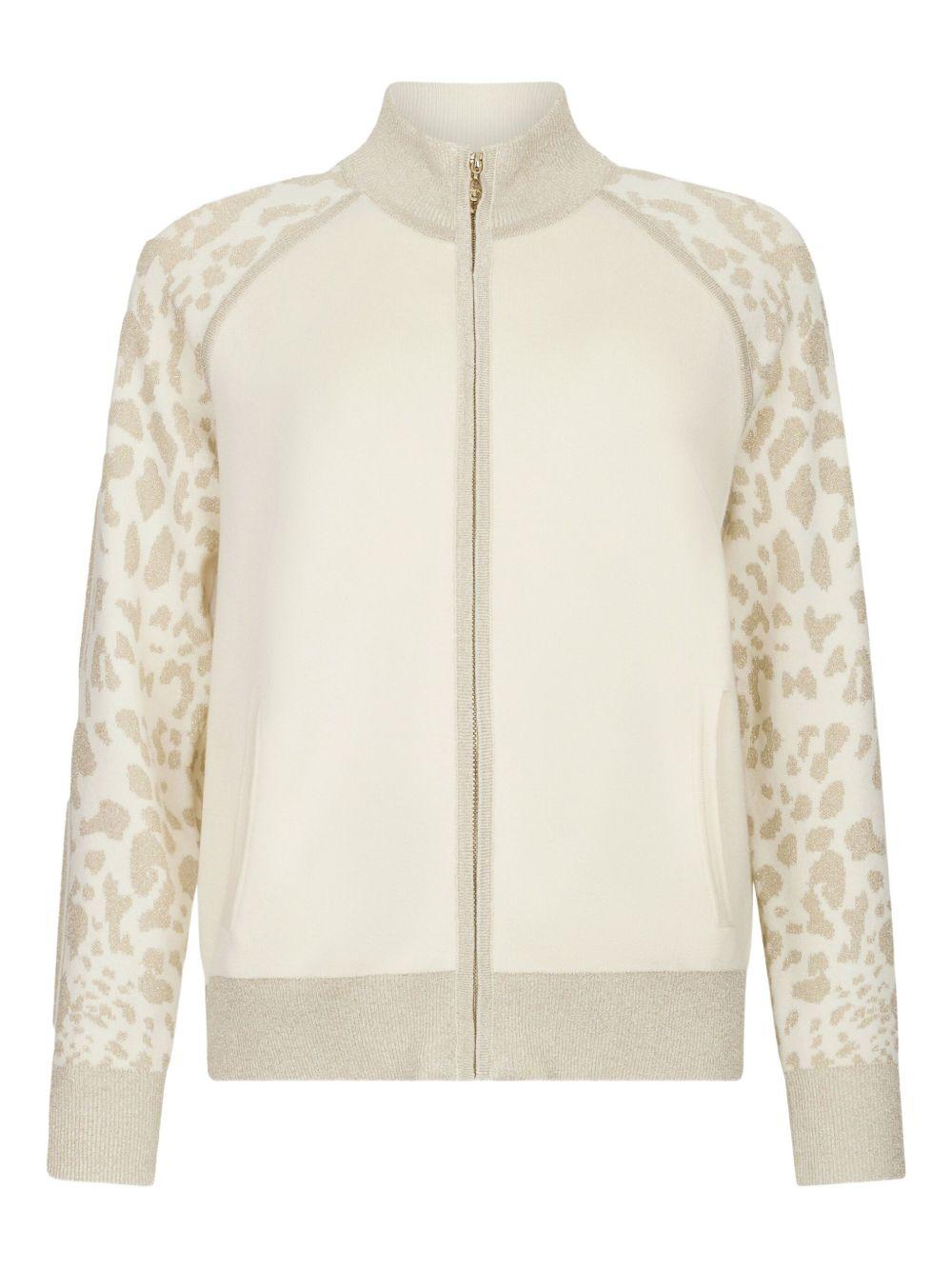LIUJO Maglia con zip a collo alto bianco e oro