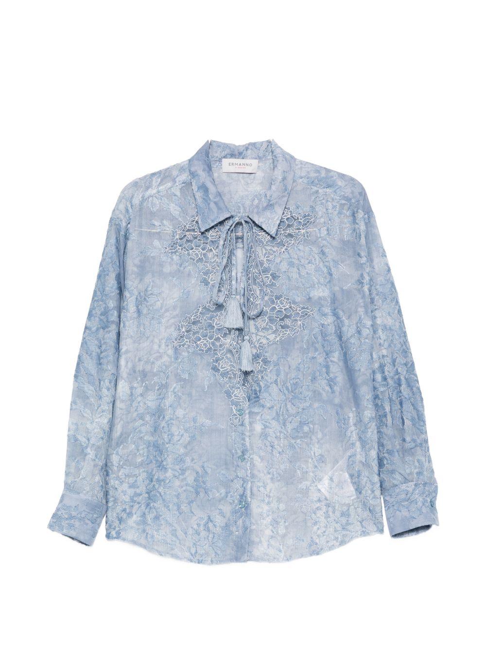 ERMANNO FIRENZE Camicia azzurra con ruches