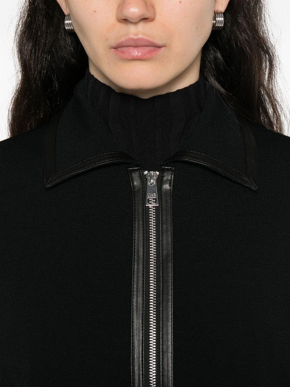 LIUJO Cardigan nero con rifiniture in pelle