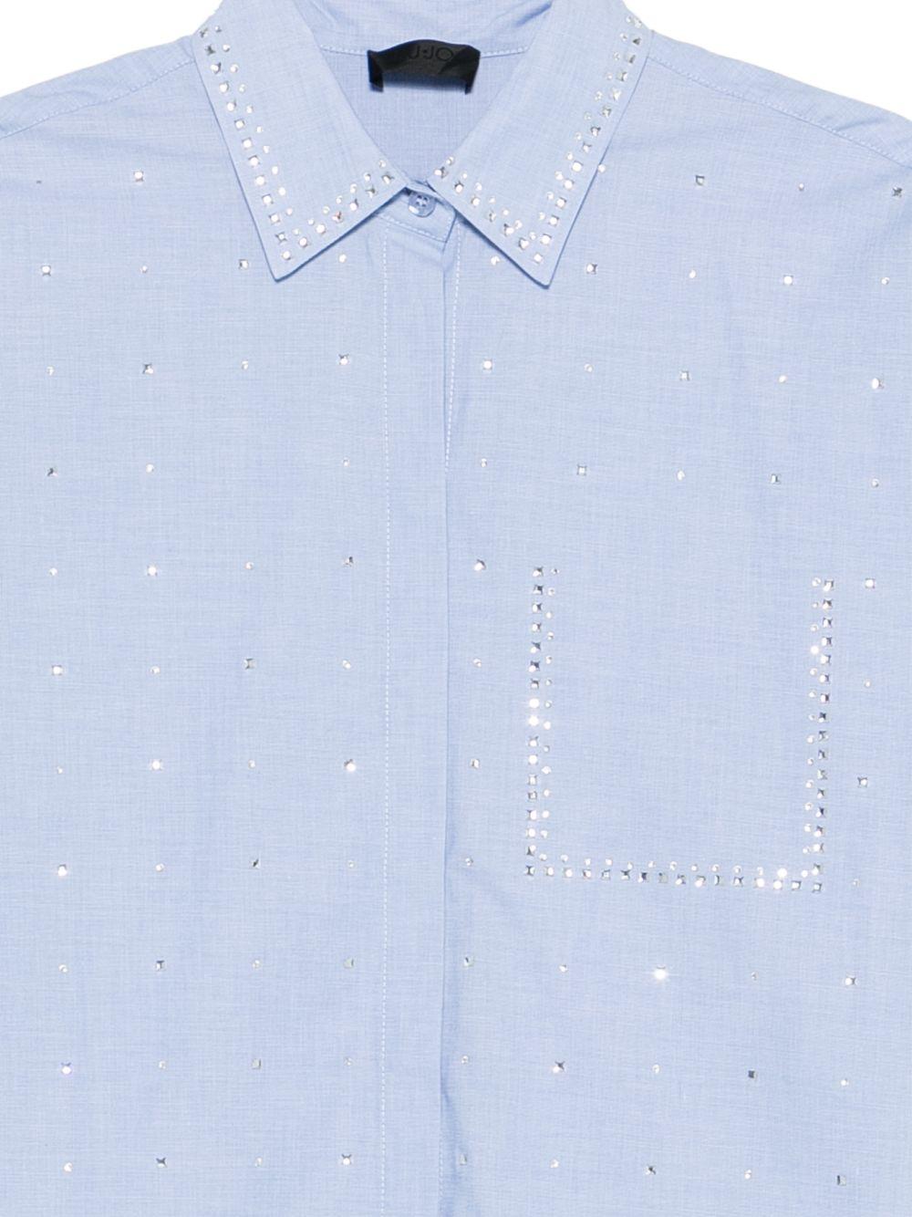 LIUJO Camicia azzurra a maniche lunghe con strass