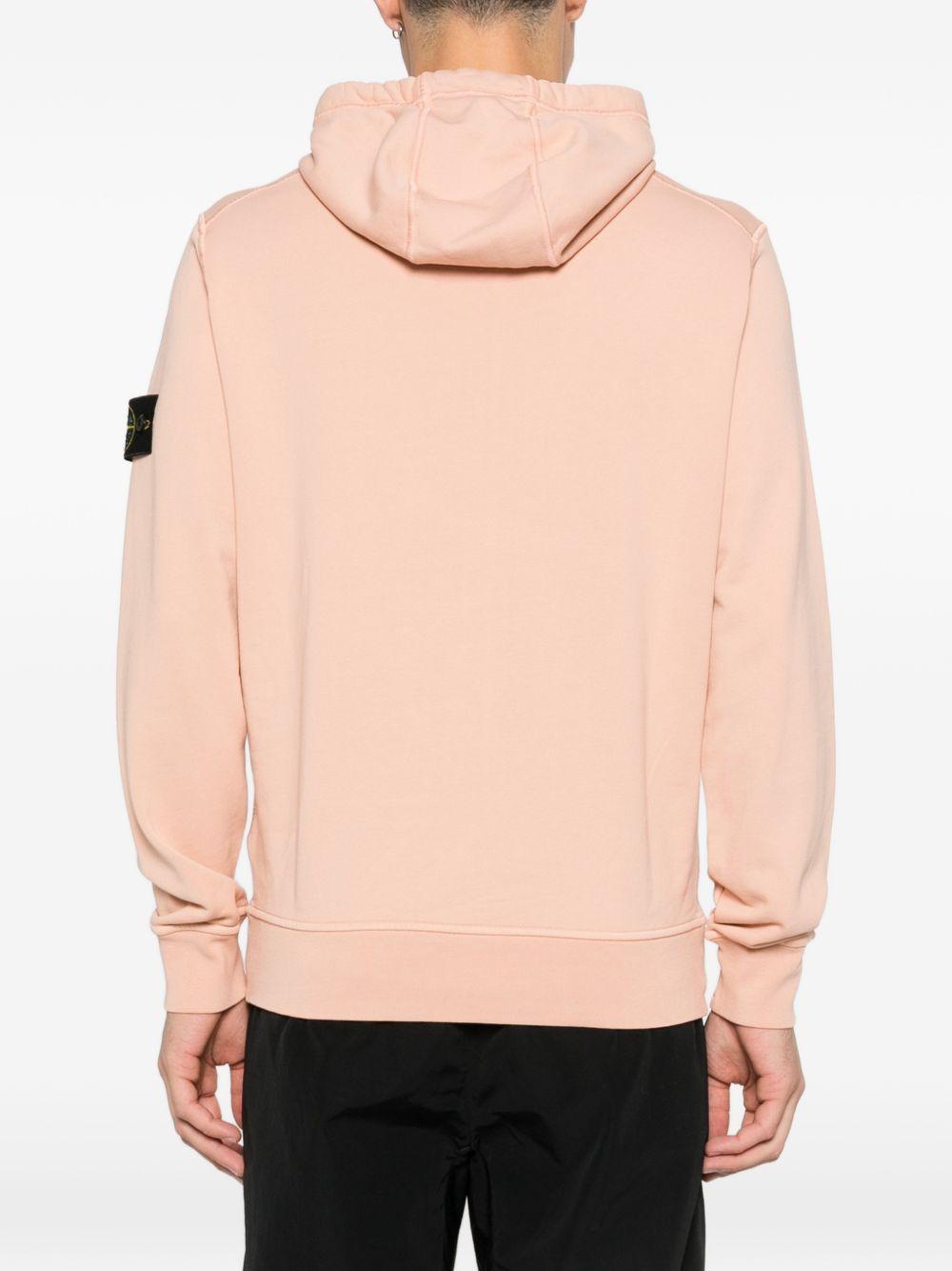 STONE ISLAND Felpa in cotone rosa con cappuccio