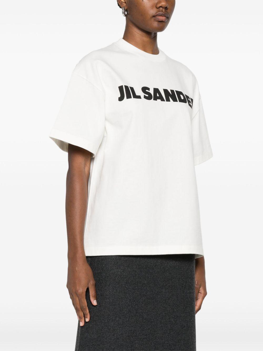 JIL SANDER T-shirt in cotone bianco con logo nero