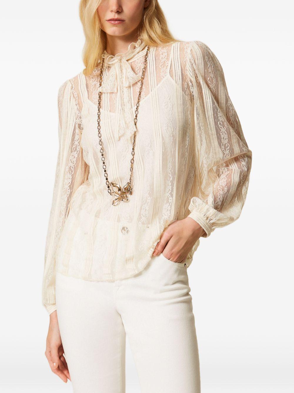 TWINSET Blusa in pizzo avorio