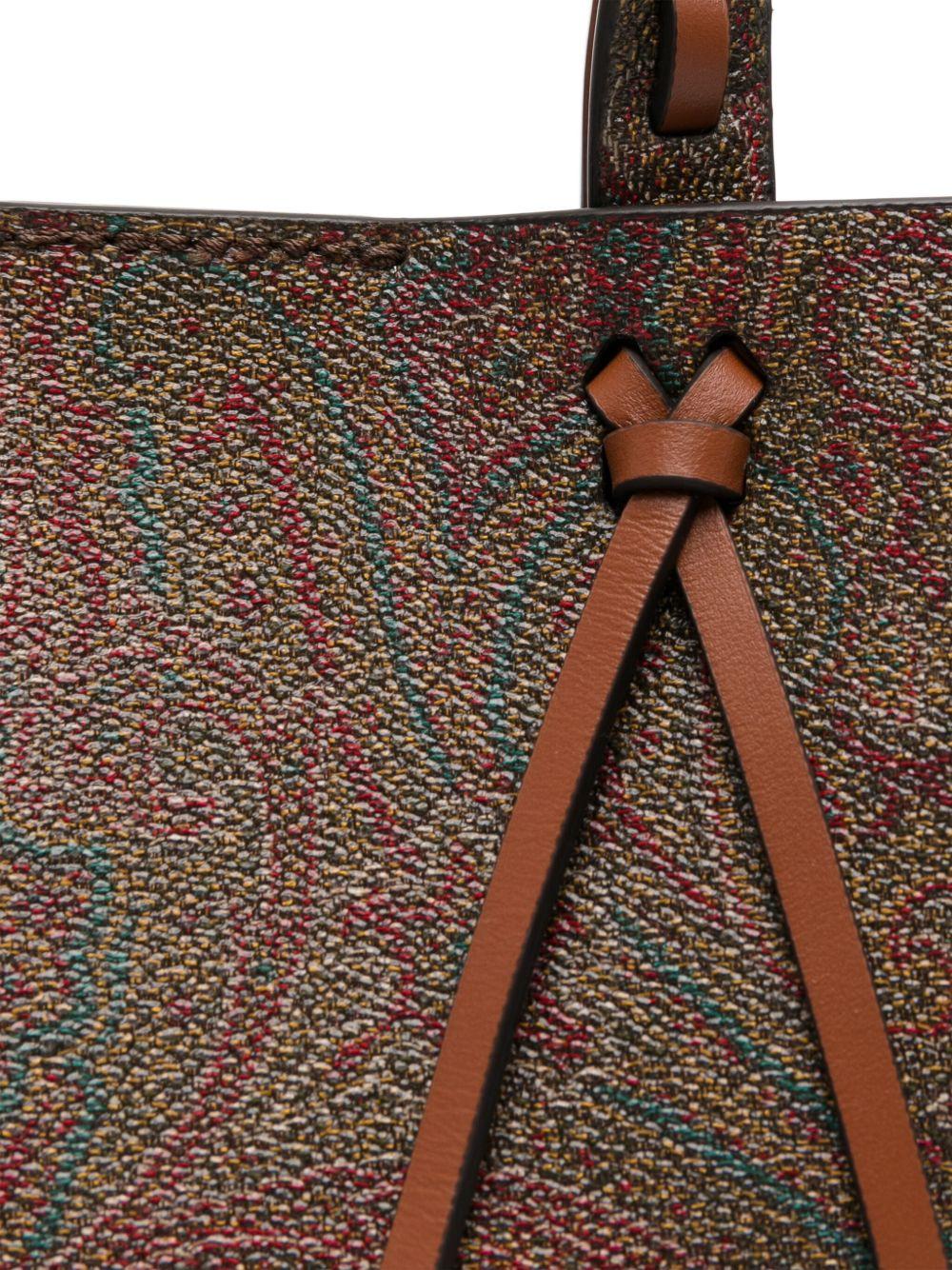 ETRO Borsa tote in pelle di vitello marrone con stampa paisley