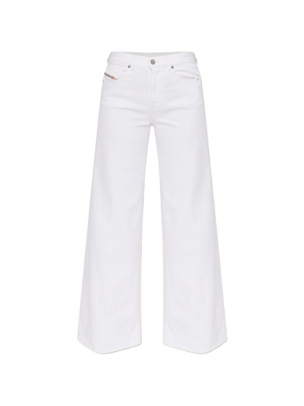 DIESEL Jeans a cinque tasche in cotone bianco con logo applicato