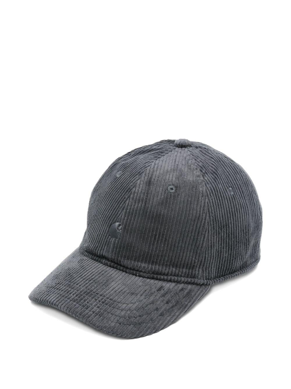 CARHARTT WIP Cappello grigio in tessuto a coste con logo