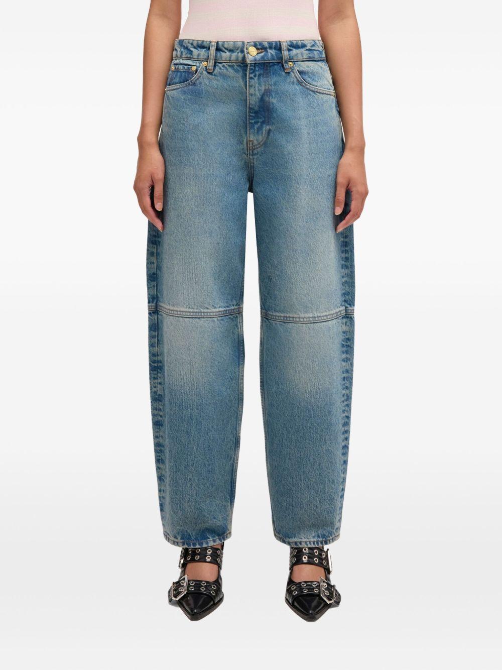 GANNI Jeans Stary a gamba a botte con lavaggio vintage