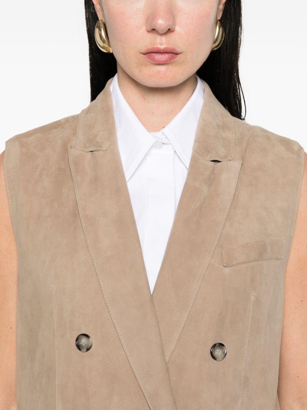 THE JACK AND JACKIE LEATHERS Gilet in suede marrone chiaro con tasche