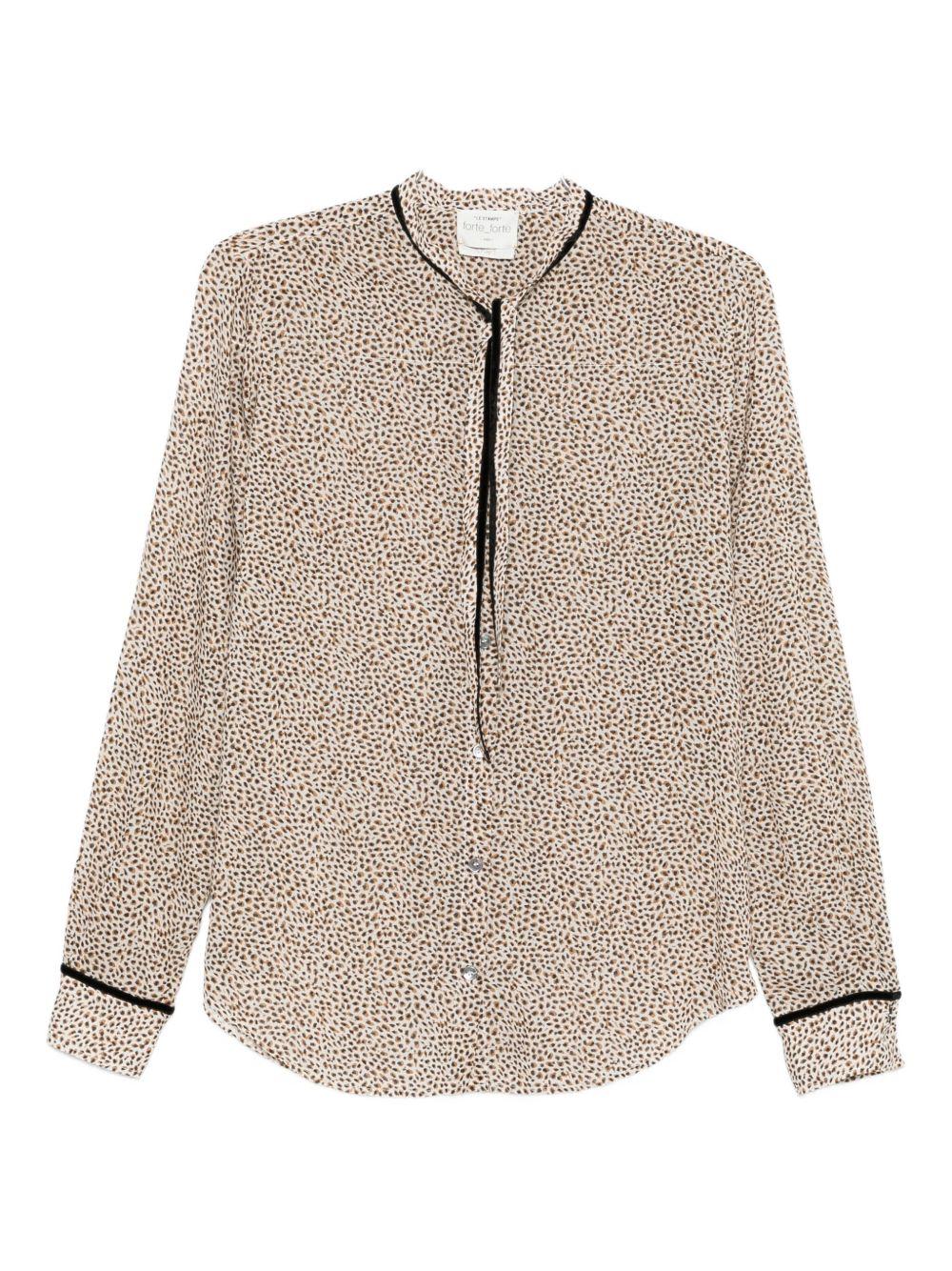 FORTE FORTE Camicia 'My Shirt' con stampa a pois e collo annodato in marrone