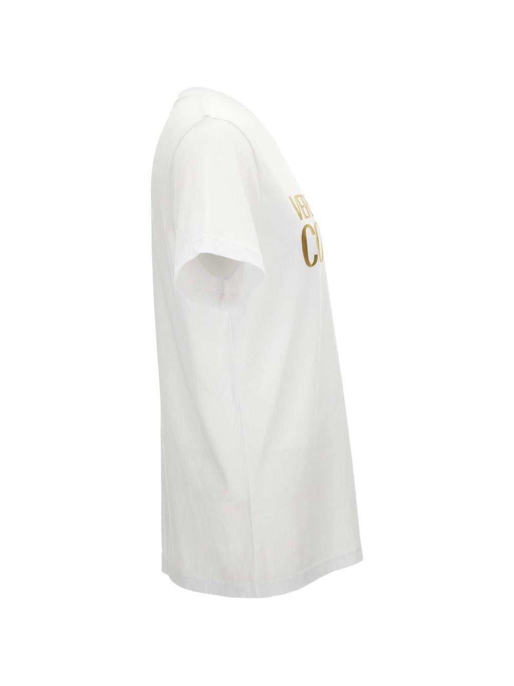 VERSACE JEANS COUTURE T-shirt bianca con logo tipo dorato