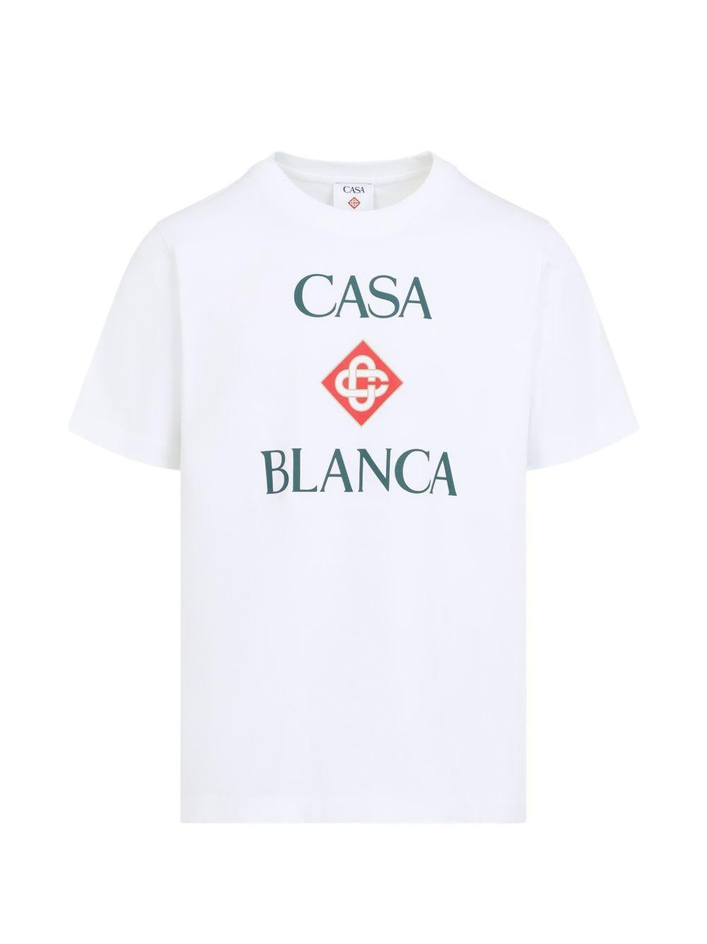 CASABLANCA T-shirt Stacked Logo in cotone bianco