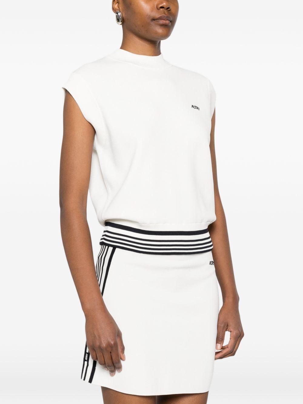 AUTRY Gilet in maglia bianca con scollo girocollo