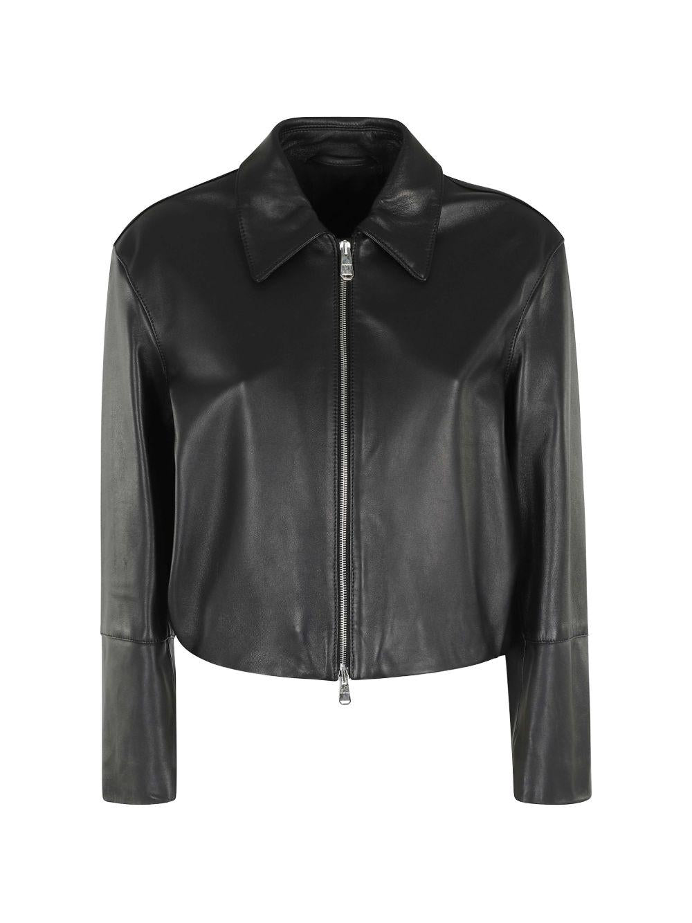 DONDUP Giacca chiodo in pelle nera con zip