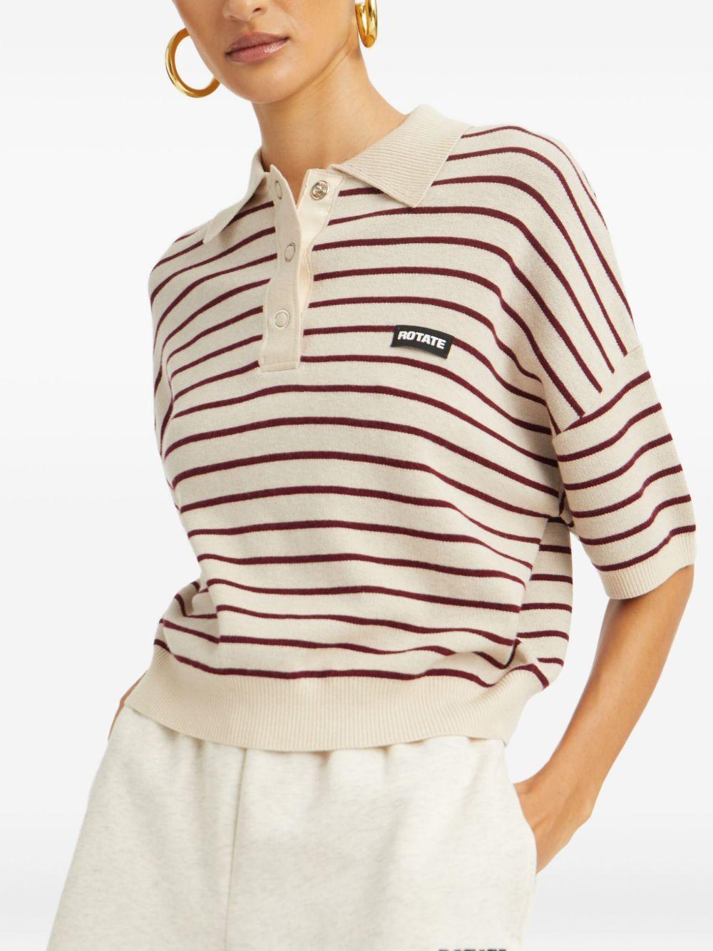 ROTATE Polo a righe con patch logo