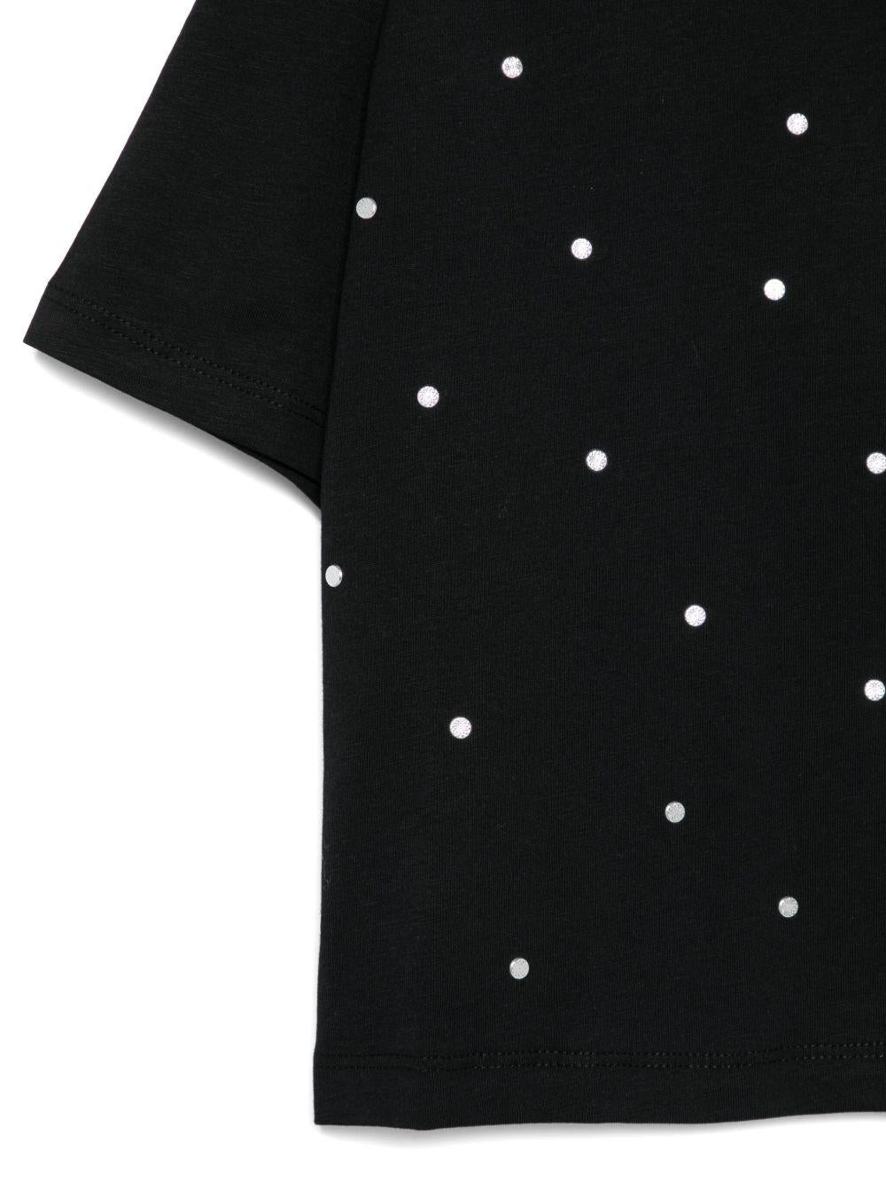 LIUJO T-shirt nera con applicazioni di strass