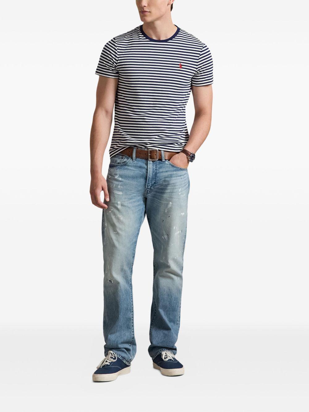 POLO RALPH LAUREN T-shirt a righe blu con logo sul petto