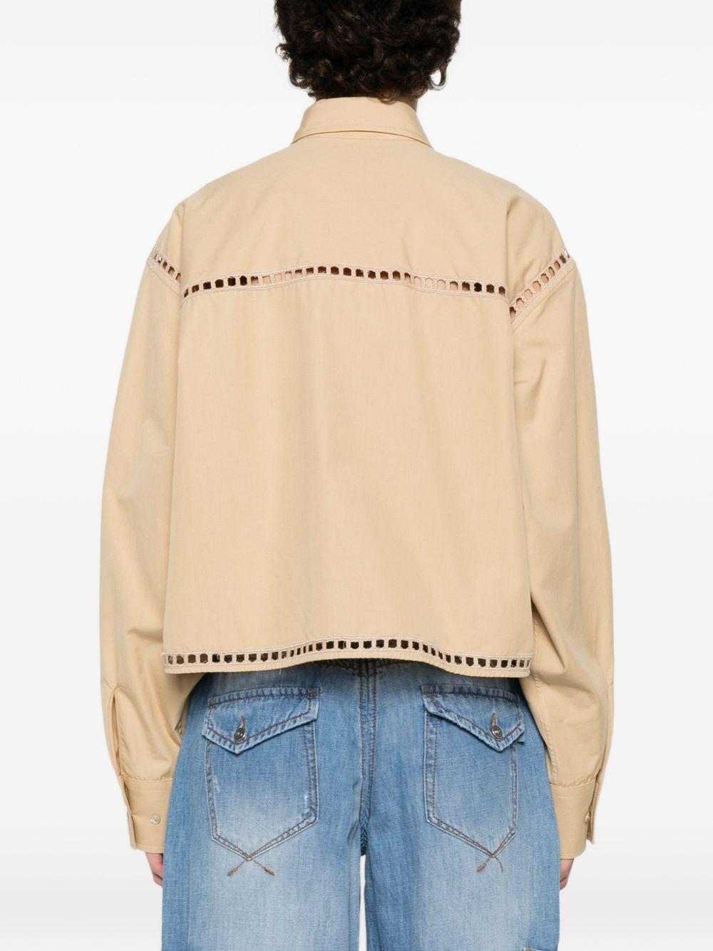 ERMANNO SCERVINO Camicia con cut-out in cotone beige con tasche flap