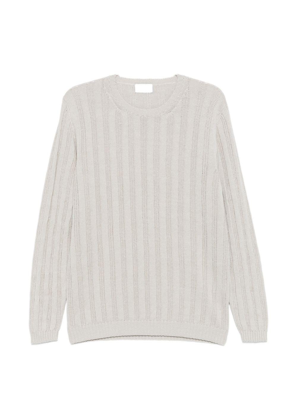 SCAGLIONE Maglia in lino e cotone bianco a righe