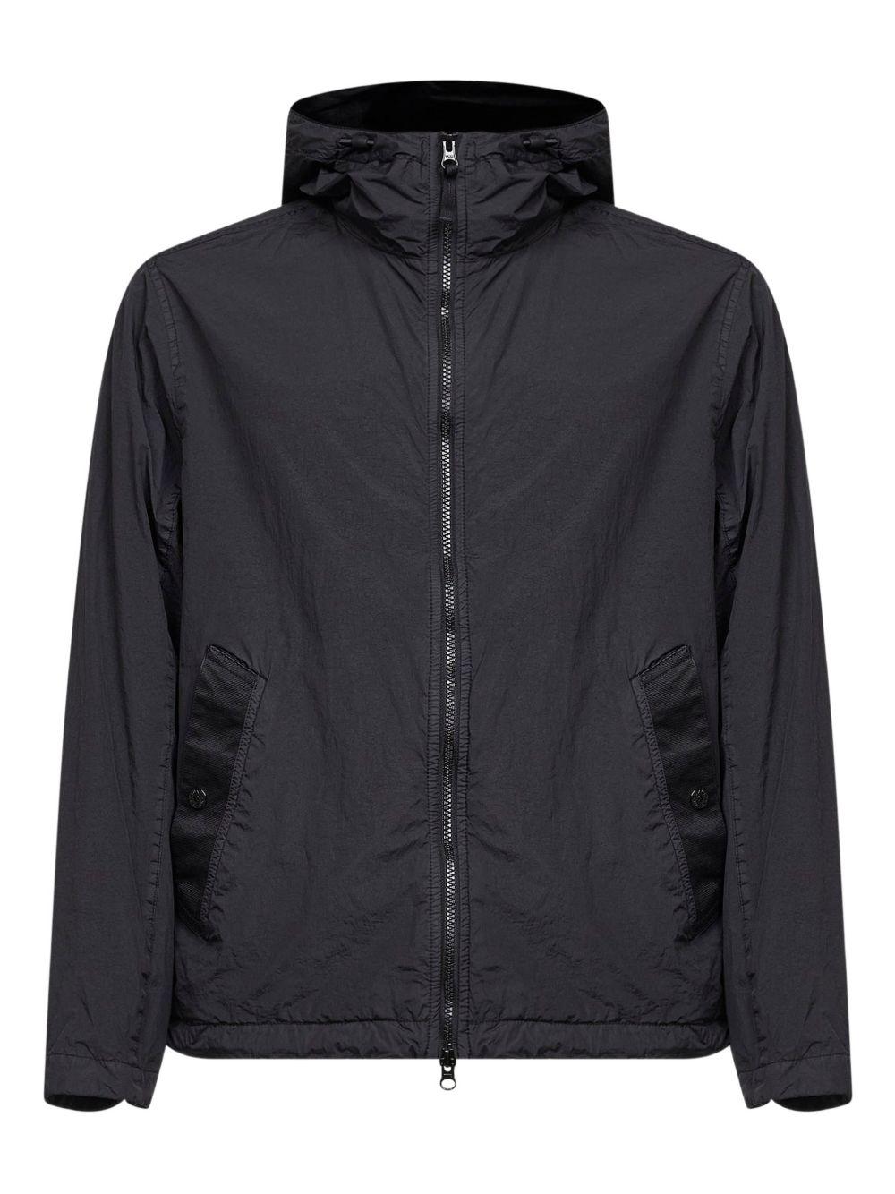 STONE ISLAND Giacca blu con tasche e patch logo