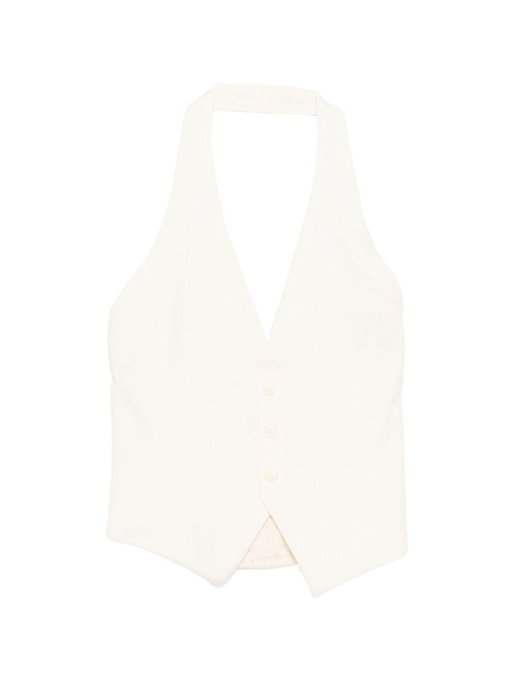 ELEH Gilet con scollatura halter bianco panna